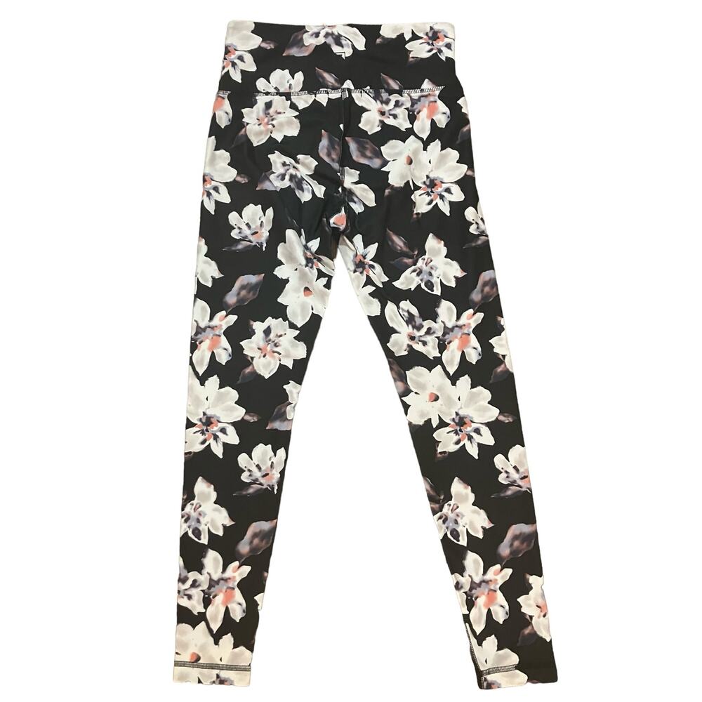 Zobha Women's Black w/ Floral Printed Athletic High Waist Leggings | Size M - Picture 3 of 10